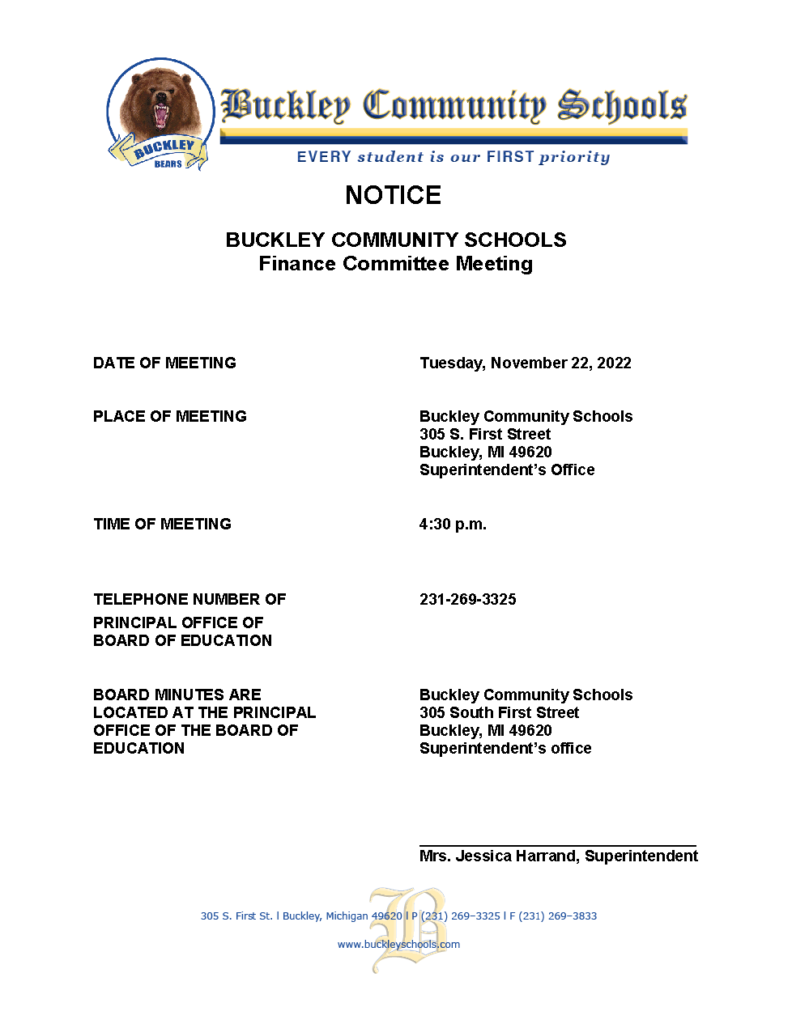 Finance Meeting Posting 11.22.22 Finance Meeting Posting 11.22.22