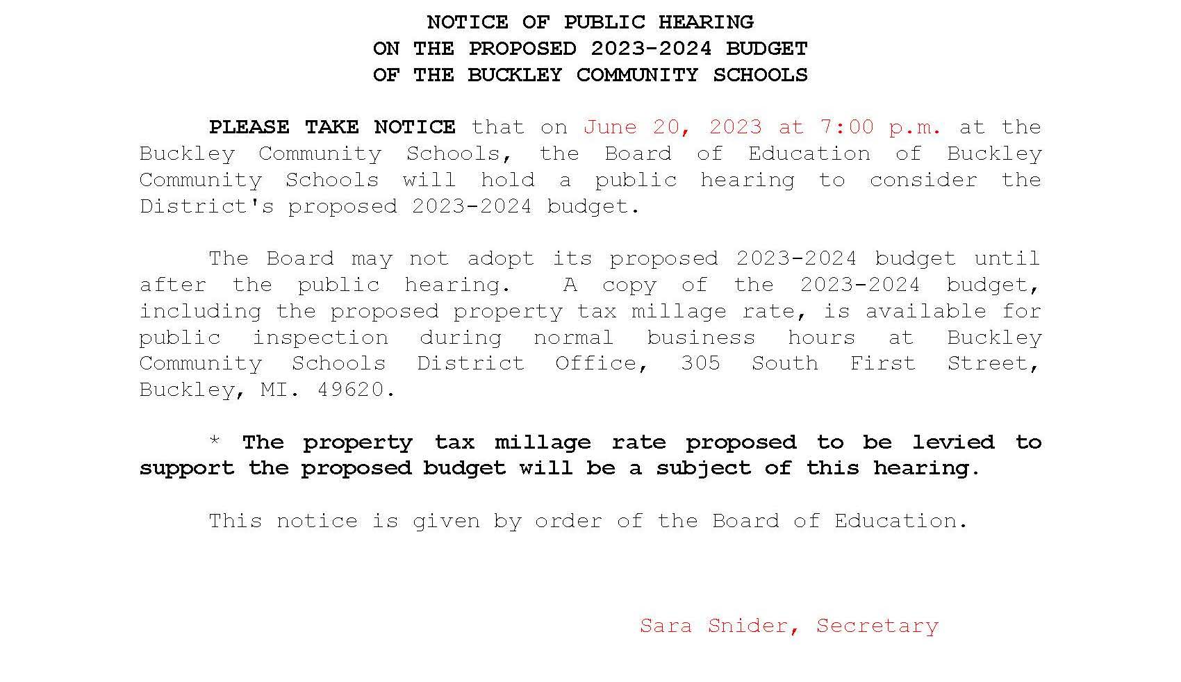 Buckley Community Schools Every Student Is Our First Priority